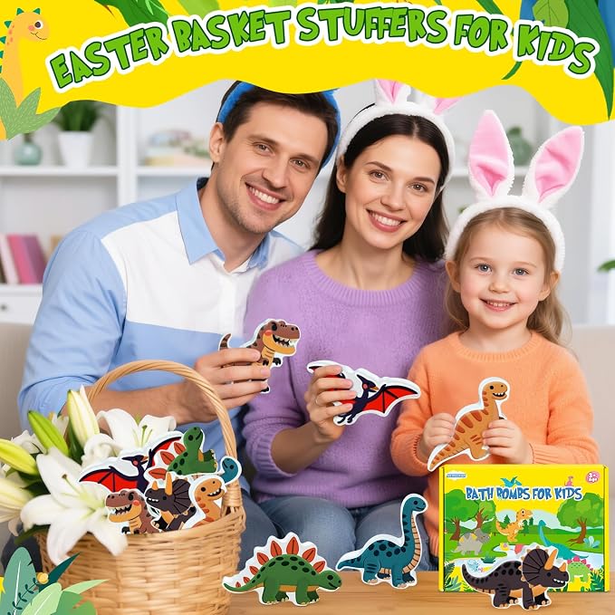 Easter Bath Bombs for Kids, Dinosaur Bath Bomb Gifts for Boys & Girls, 6 Pack - Image 8
