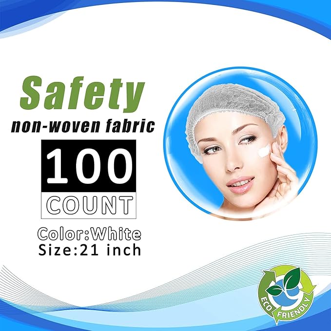 Disposable Bouffant Caps, 21inches Hair Net, Elastic Dust Cap - Image 2