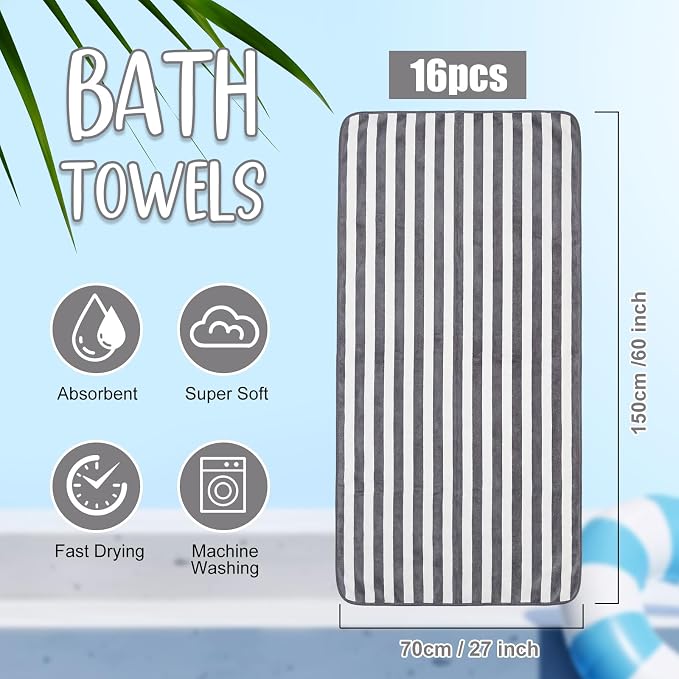 SmoothNovelty 16 Pack Microfiber Bath Towels Bulk 27'' x 60'' Oversized Size - Image 2