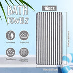 SmoothNovelty 16 Pack Microfiber Bath Towels Bulk 27'' x 60'' Oversized Size - Image 2