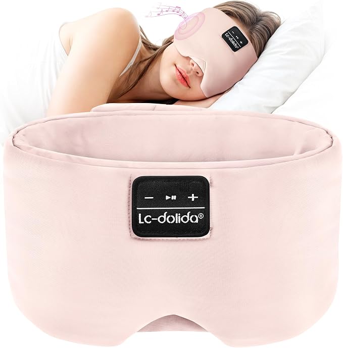 LC-dolida Sleep Mask with Bluetooth Headphones, Ice Silk Sleep Headphones with by LC-dolida