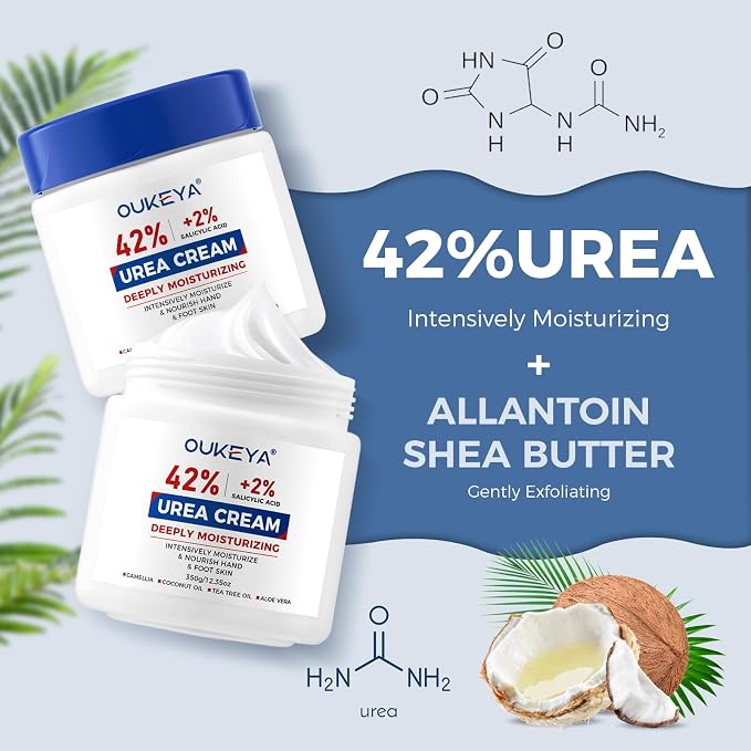 OUKEYA Urea Cream 42% plus Salicylic Acid 2% Net 12.35 Oz Foot & Hand Cream - Image 5