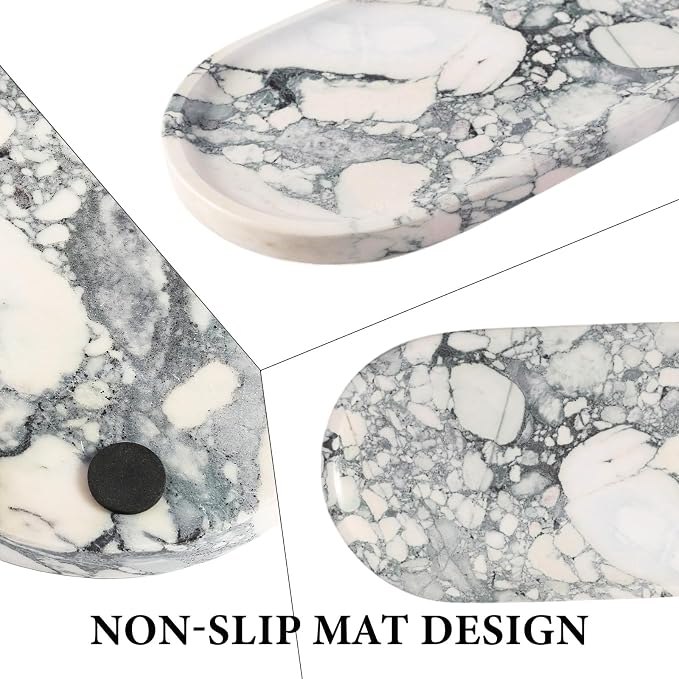 Koville Natural Marble Tray for Bathroom Countertop, Marble Vanity Trays for - Image 3