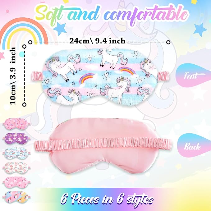 Cuffbow 6 Pack Plush Sleep Mask Set, Cute Plush Eye Masks - Image 2