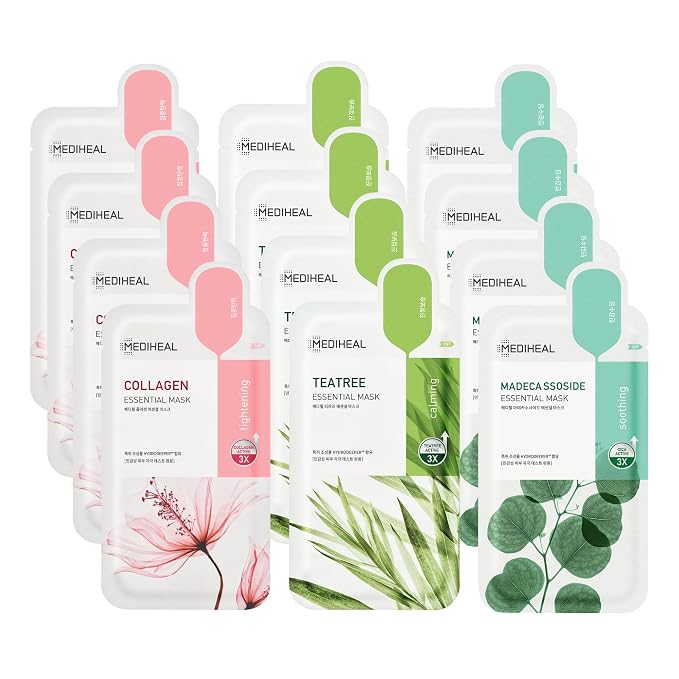 Mediheal Sheet Mask Essential HERO 12 Pack | Korean Skincare Facial Sheet Mask by MEDIHEAL