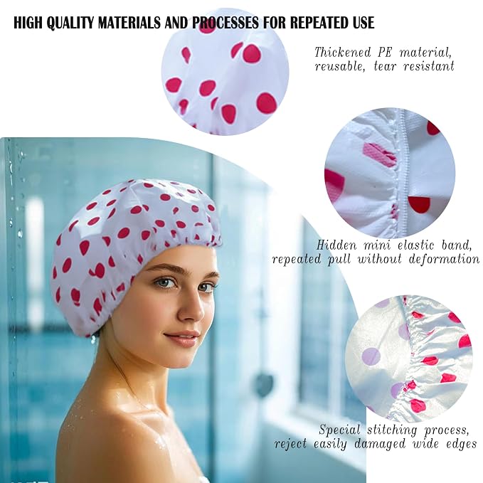 20-Pack Reusable Waterproof Shower Caps - 27cm Durable Elastic Hair Caps - Image 4