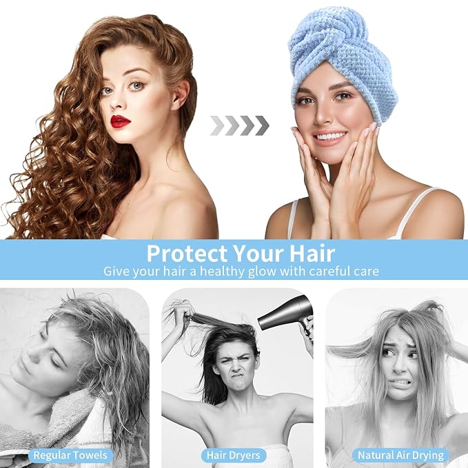 my novel things 3 Pack Microfiber Hair Towel Wrap - Image 5
