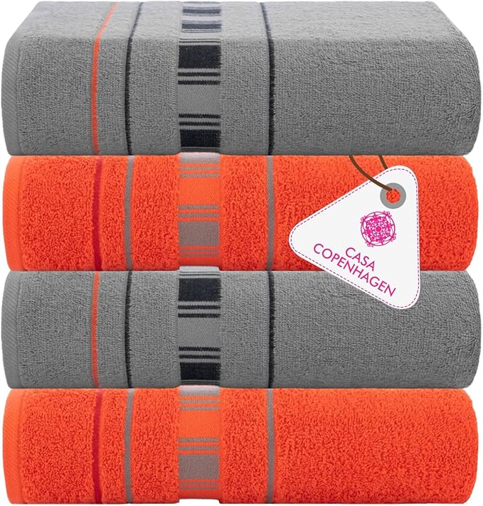 CASA COPENHAGEN X Line 4Pcs 100% Egyptian Cotton Designer Hand Towels Gift Set- by CASACOPENHAGEN