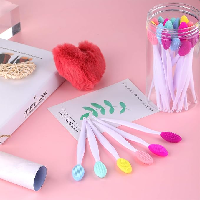 Patelai 24 Pcs Lip Scrub Brush Silicone Lip Scrubber Exfoliator - Image 7