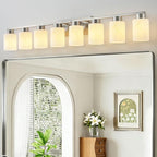8-Light Bathroom Light Fixtures, Modern Vanity Lights, Brushed Nickel Metal - Image 8