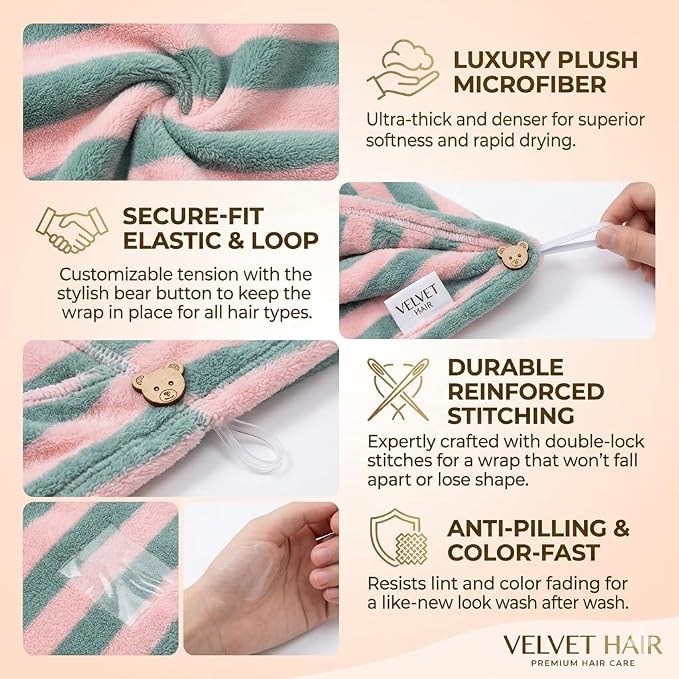 3 Pack Microfiber Hair Towel Wrap - Image 3