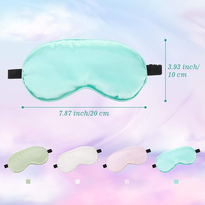 BBTO 4 Pcs Silk Sleep Eye Masks Smooth Soft Satin Eye Covers - Image 3