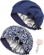 2 Pack Satin Lined Bouffant Scrub Caps by Yuest