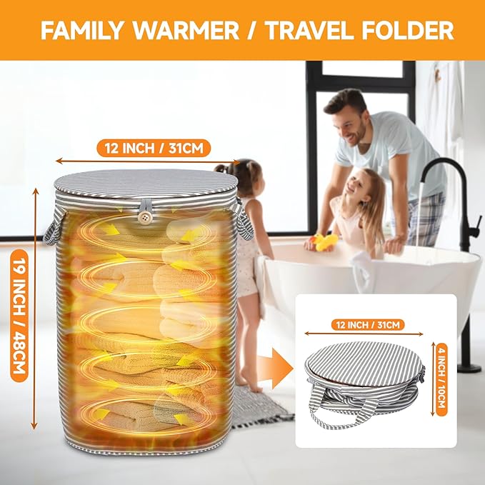 38L Foldable Towel Warmer Bucket, Heated Towel Warmers - Image 6