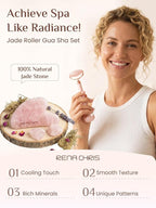 Rena Chris Gua Sha and Face Roller Set: Anti-Breakage Jade Roller - Image 2
