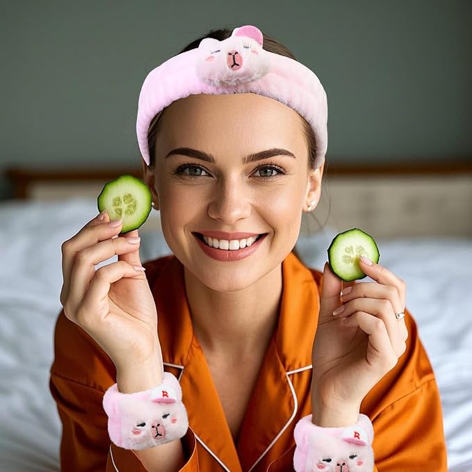Kawaii Spa Headband and Wristband Set - Image 3