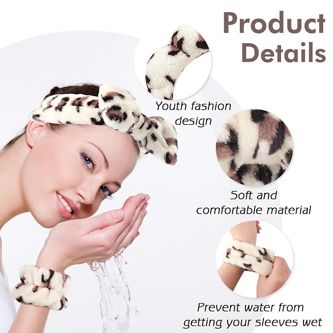Zkptops 6Pcs Spa Headband for Washing Face Wristbands Set Women Bubble Makeup - Image 3