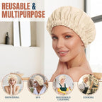 Reusable Shower Cap for Women, Large Waterproof Shower Bonnet - Image 3