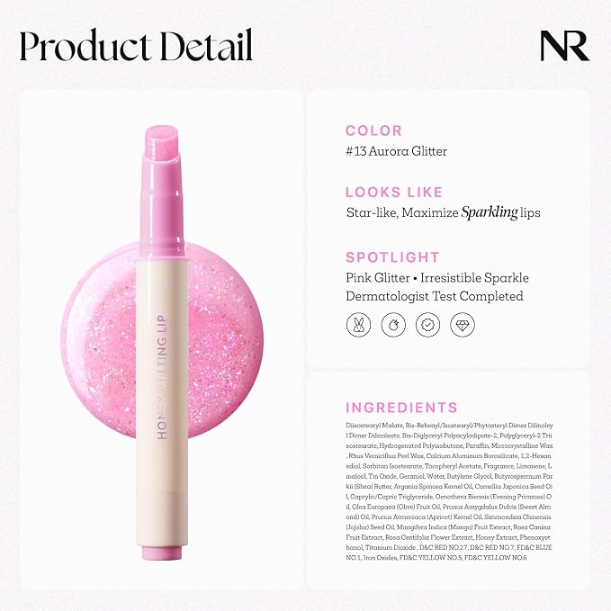 Nature Republic HONEY MELTING LIP GLITTER SOFT LIP STICK Hydrating Gloss - Image 7