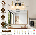 Asnxcju 3-Light Black and Gold Bathroom Light Fixtures, Vanity Lights - Image 2