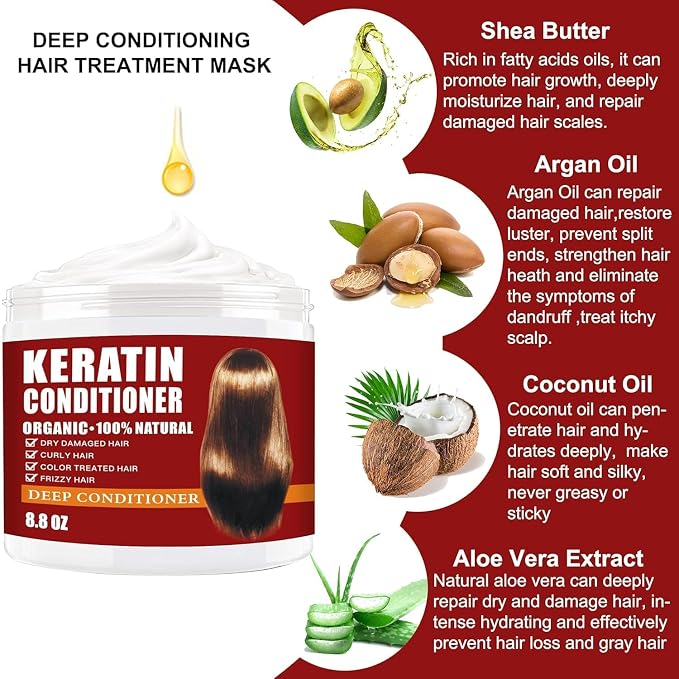 Keratin Hair Mask, Keratin Hair Treatment 250g Hair Mask - Image 2