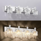 PRESDE 4-Light Crystal Bathroom Lights Fixtures Chrom Modern Wall Lighting Over - Image 6