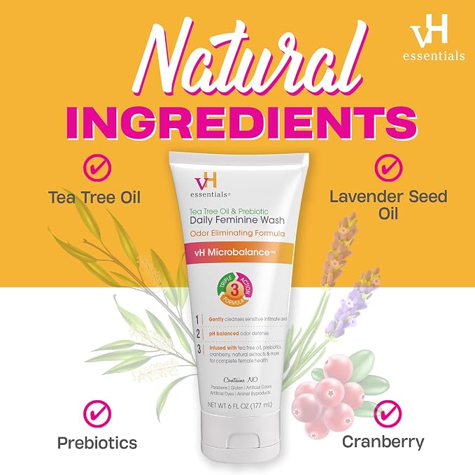 vH essentials, Ph Balanced Daily Feminine Wash, Tea Tree Oil & Prebiotic - Image 4