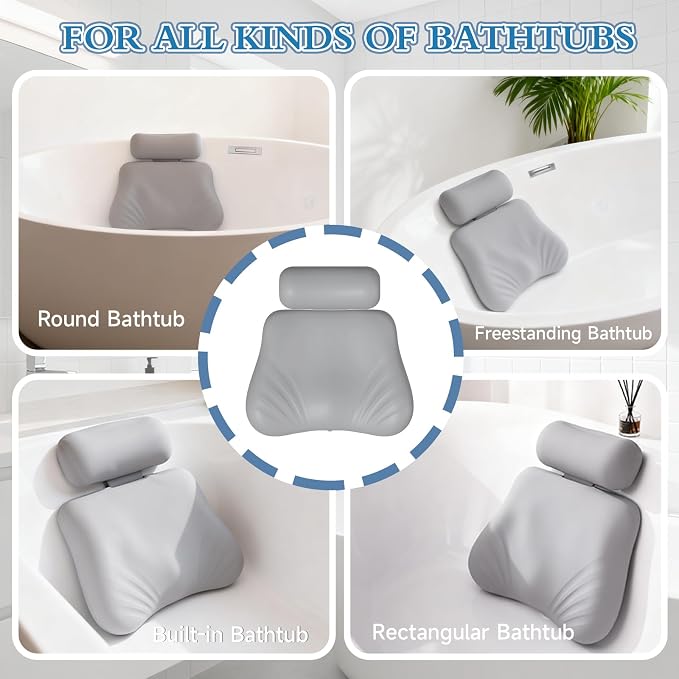 Upgraded Silicone Bath Pillow, 4D Press Inflatable Airbag and Non-Slip Large - Image 8