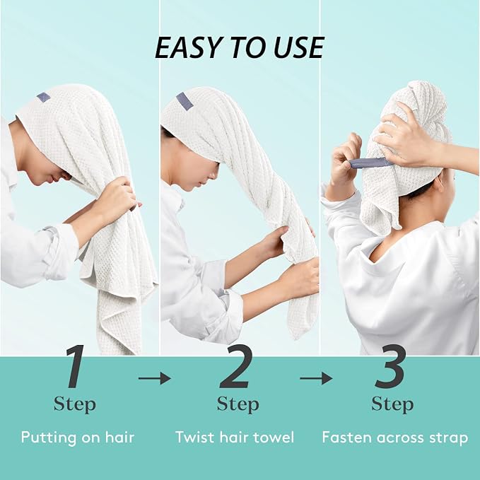 YFONG X-Large Hair Towel Wrap for Women, Super Absorbent Microfiber Hair Towel - Image 7