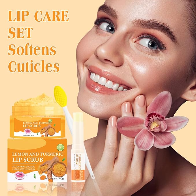 3PCS Turmeric Lip scrub 100g and Turmeric Lip Balm, Lip Scrubber Exfoliator - Image 2