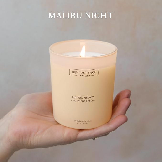 Champagne & Peony – Benevolence LA Scented Candle | 8oz, 45-Hour Burn | Natural - Image 2