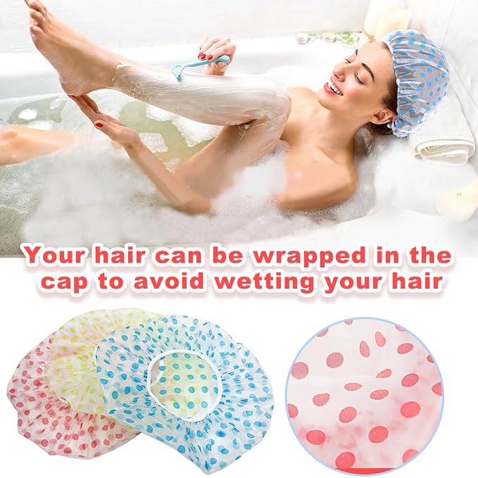 18Pcs Plastic Shower Caps for Women Reusable Waterproof Bath Caps Bathing Hair - Image 5