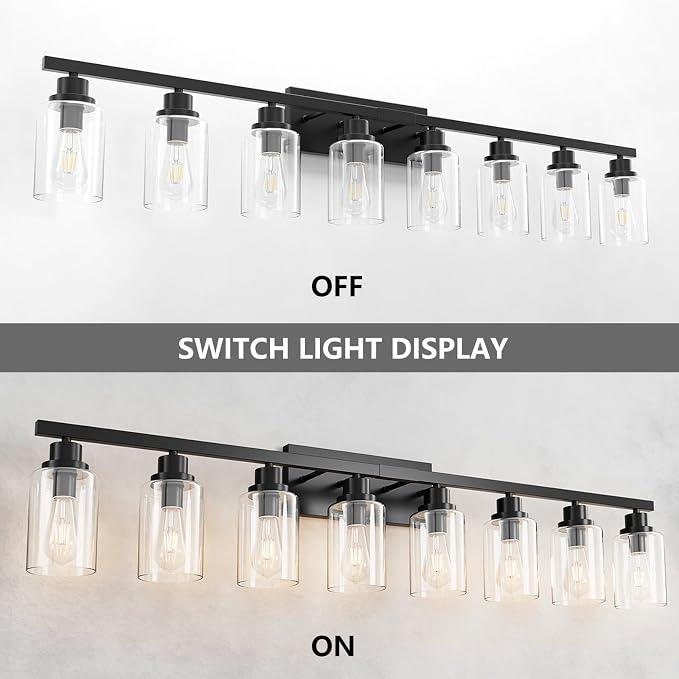 8 Light Black Bathroom Vanity Light Fixture, Long Farmhouse Vanity Lights Over - Image 6