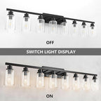 8 Light Black Bathroom Vanity Light Fixture, Long Farmhouse Vanity Lights Over - Image 6