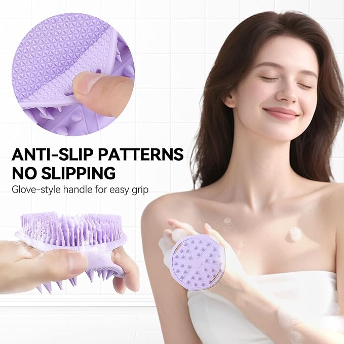 2-Pack Soft Silicone Dual-Sided Body Scrubber & Loofah | Gentle Exfoliating - Image 3