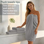 VOOVA & MOVAS Grey Bath Towels, Large 30" x 56" - Image 3