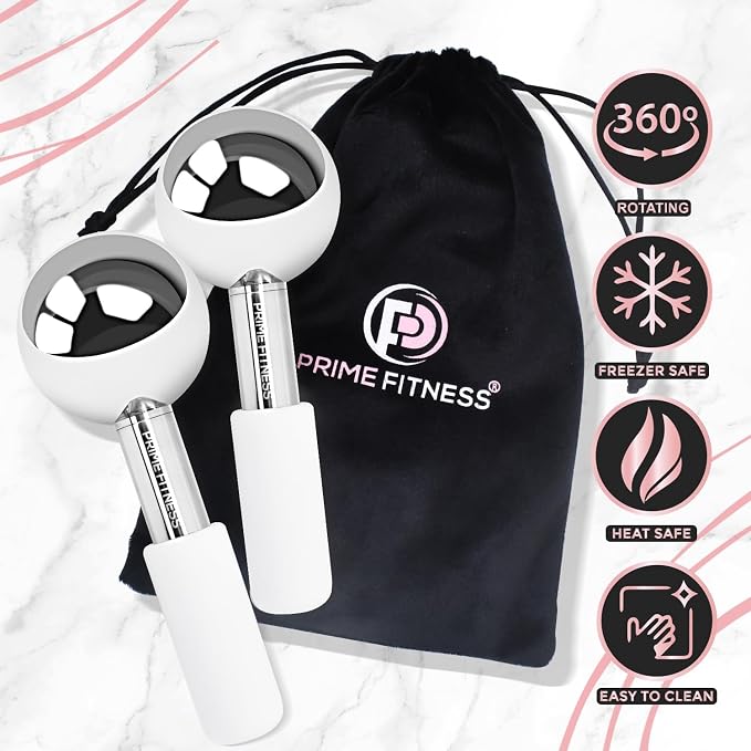 PRIME Fitness Ice Globes for Facials | Unbreakable Steel Cooling Roller | Cryo - Image 7