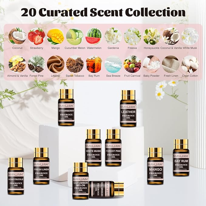 MAYJAM Fragrance Oil Gift Set, Top 20 Essential Oils Variety Pack - Image 3