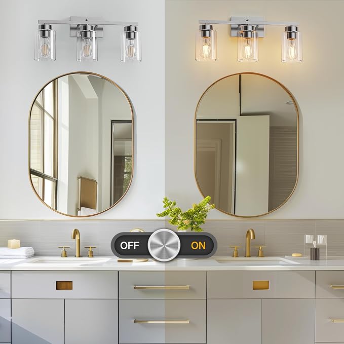 PARTPHONER 3-Light Bathroom Light Fixtures, Brushed Nickel Vanity Light - Image 7