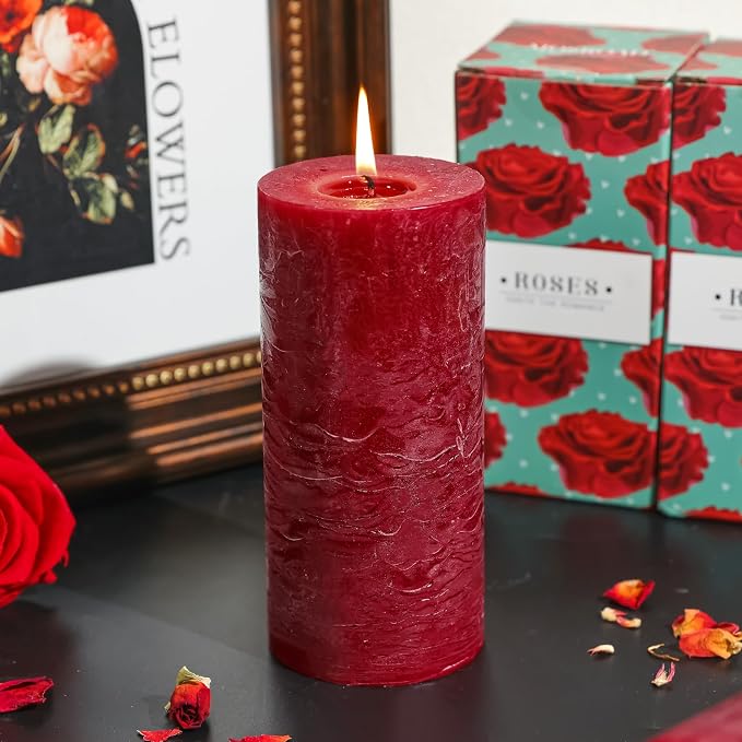 Romantic Rose Scented Pillar Candle - Image 5