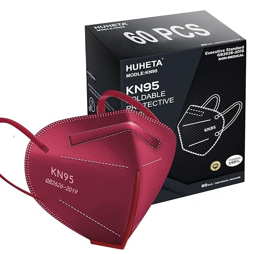 HUHETA KN95 Face Mask 60 PCs, 5-Ply Safety Masks by HUHETA