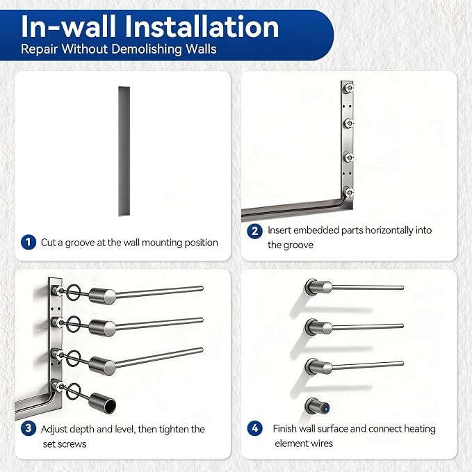 Electric Towel Warmer Concealed, Swivel Heated Towel Rack - Image 3