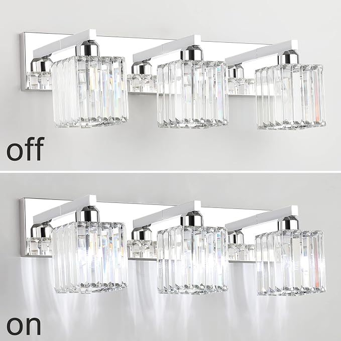 Aipsun Vanity Light Fixtures Crystal Bathroom Lighting Fixtures Chrome Vanity - Image 5