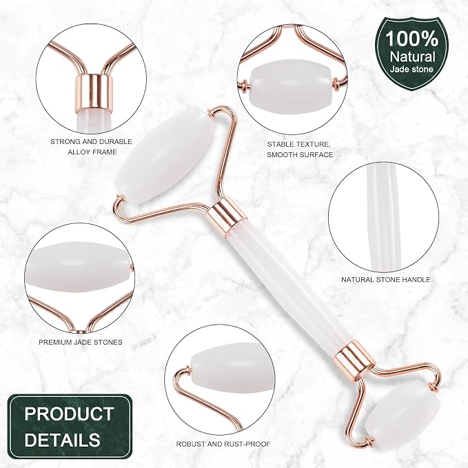 Jade Roller for Face, Facial Roller Massager Skin Care Tool, Gua Sha Facial - Image 2