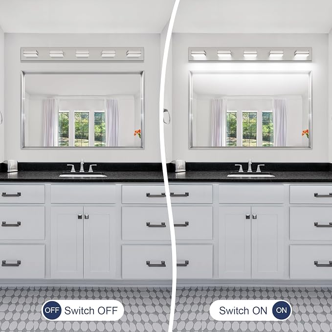 SineRise LED Modern Bathroom Vanity Light Fixtures, Brushed Nickel Modern - Image 6