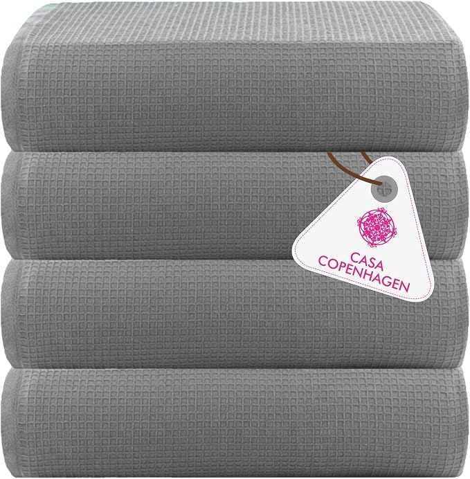 CASA COPENHAGEN Wafffle 4Pcs 100% Egyptian Cotton Large Designer Towels Gift by CASACOPENHAGEN