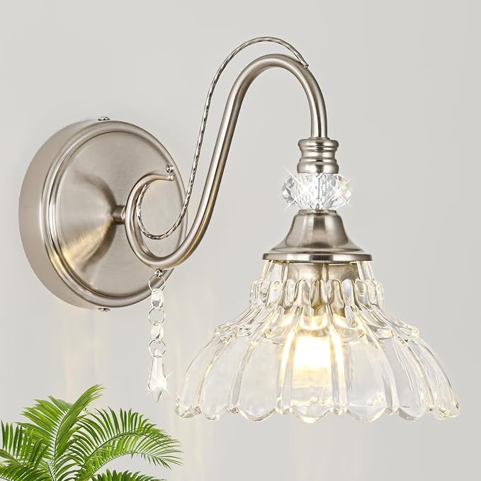 1 Piece Brushed Nickel Finish Wall Sconce, 1-Light Modern Wall Sconce by Unknown