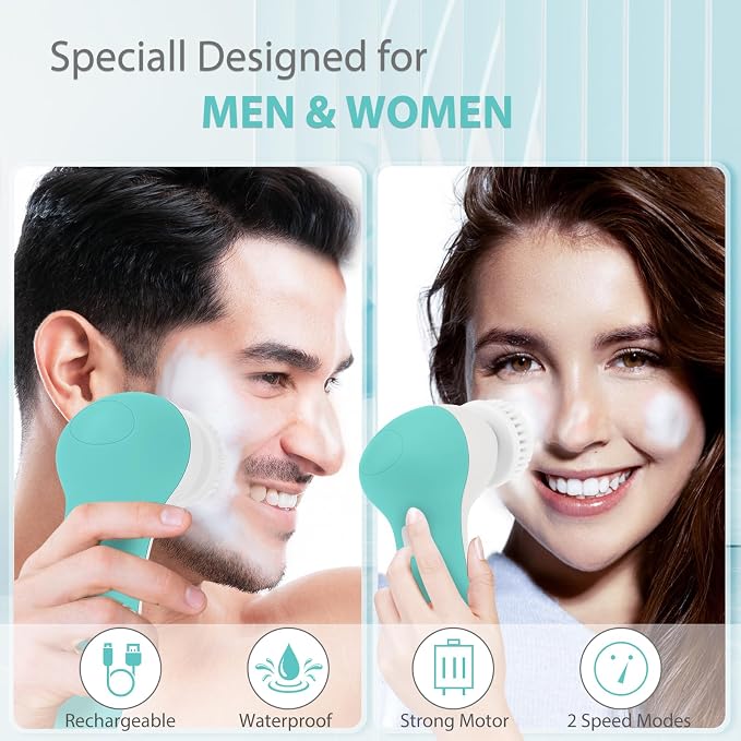 Rechargeable Facial Cleansing Spin Brush Set - Image 3