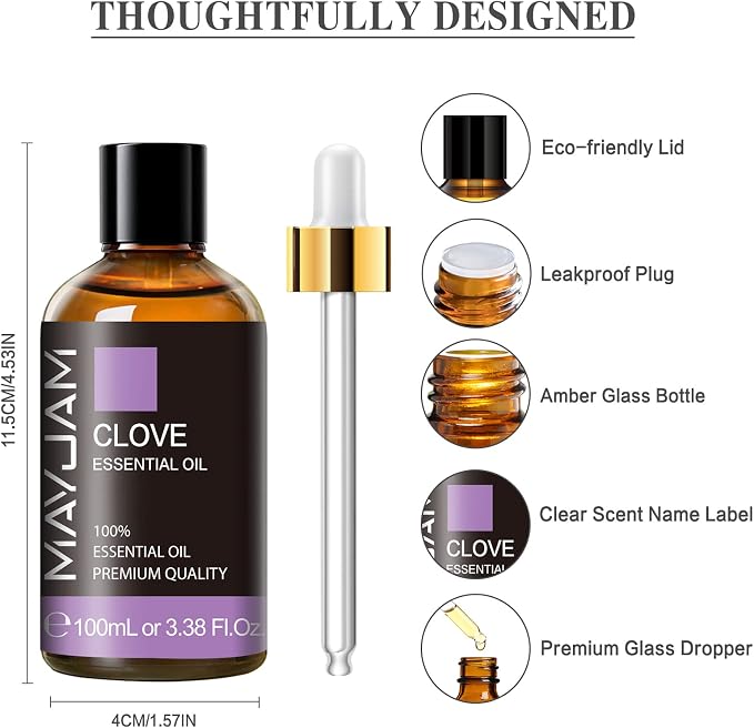 Clove Essential Oil, 3.38FL.OZ Pure Essential Oils by MAYJAM, Large Volume - Image 6