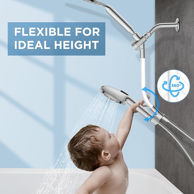 MakeFit Dual Filtered Rain Shower Head Combo, Handheld Shower Head - Image 2